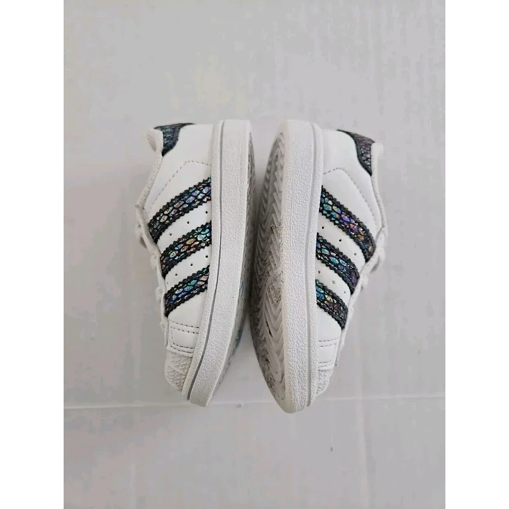Adidas Superstar Iridescent Snake White  TD Toddler  Baby Sz 5 B27524 Slip-on
